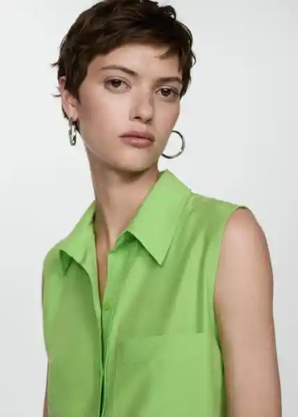 Camisa Lim Verde Talla L Mujer Mango