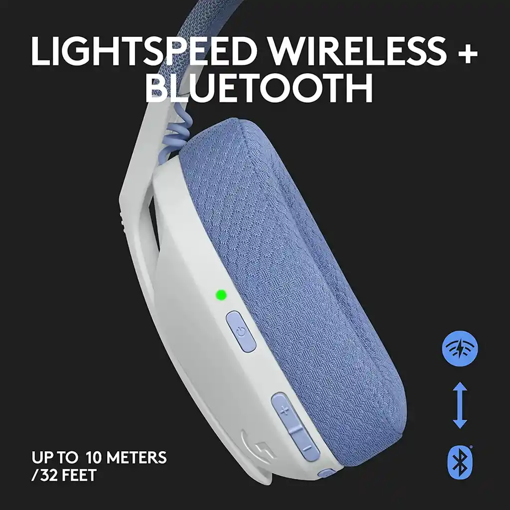 Logitech Diadema Gamer Inalámbrica + Bluetooth G435 Pc. Ps4 Blanco/lila