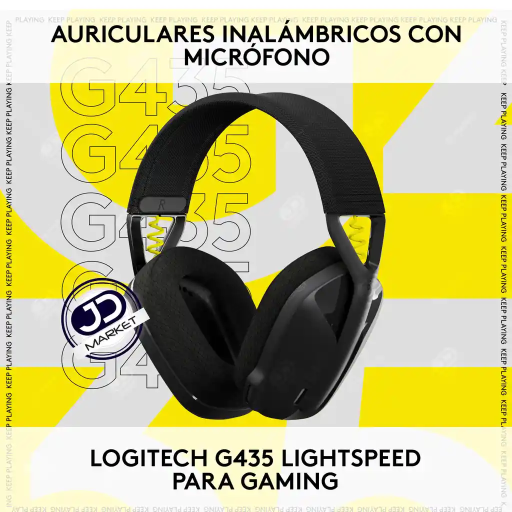 Logitech Diadema Gamer Inalámbrica + Bluetooth G435. Pc. Ps4 Negro Amarillo