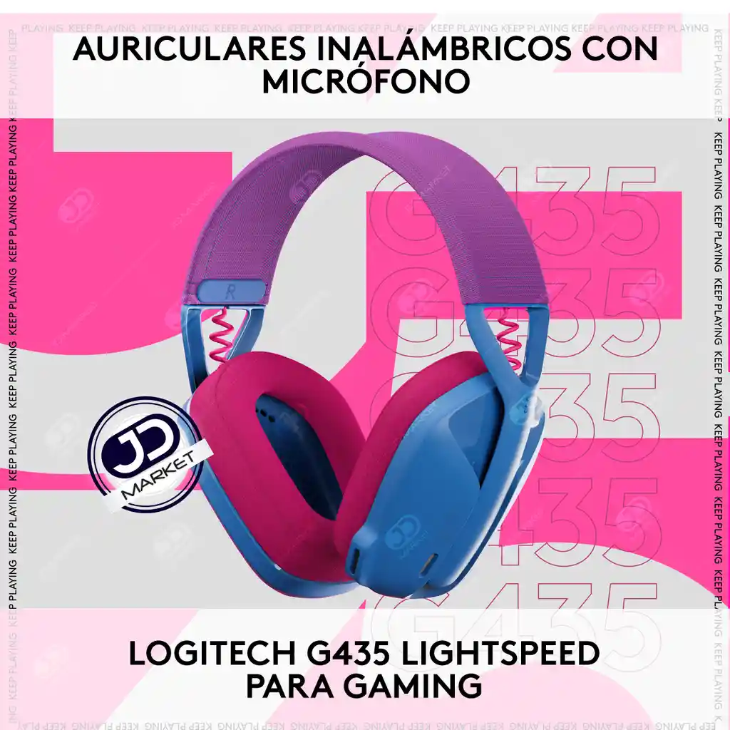Logitech Diadema Gamer Inalámbrica + Bluetooth G435. Pc. Ps4 Azul Frambuesa