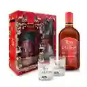  Estuche Regalo Vasos Navidad  Ron Viejo De Caldas Juan De La Cruz Anejo 5 Anos Botella 