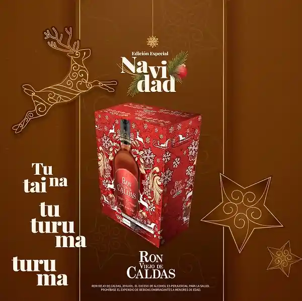  Estuche Regalo Vasos Navidad  Ron Viejo De Caldas Juan De La Cruz Anejo 5 Anos Botella 