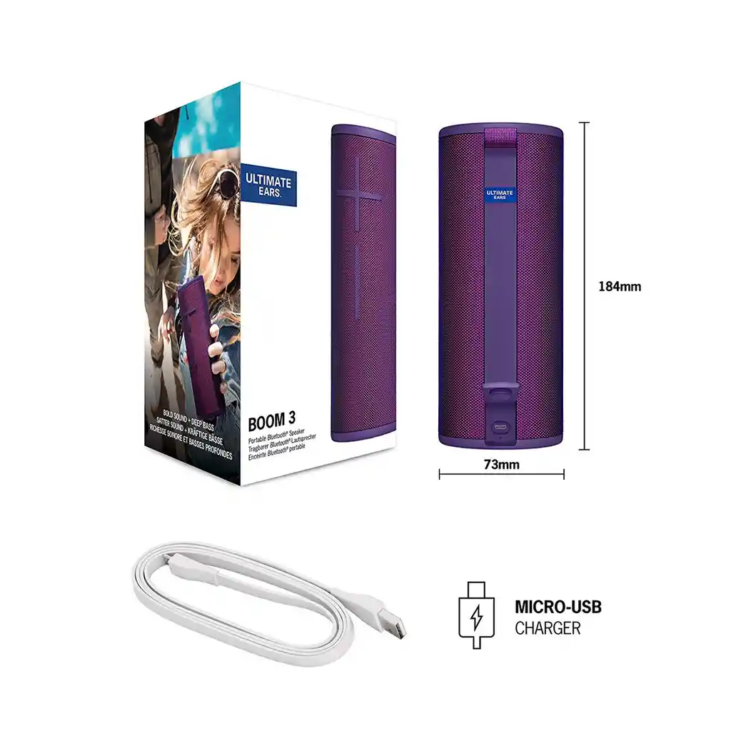 Parlante Bluetooth Impermeable, Ultimate Ears Boom 3 Ultraviolet Purple