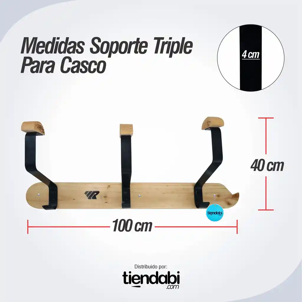 Soporte Base Porta Casco Triple Multifuncional Madera/negro