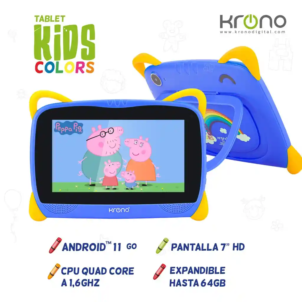 Tablet Para Niños Krono Kids 7 Pulgadas Android 10 32gb Almacenamiento