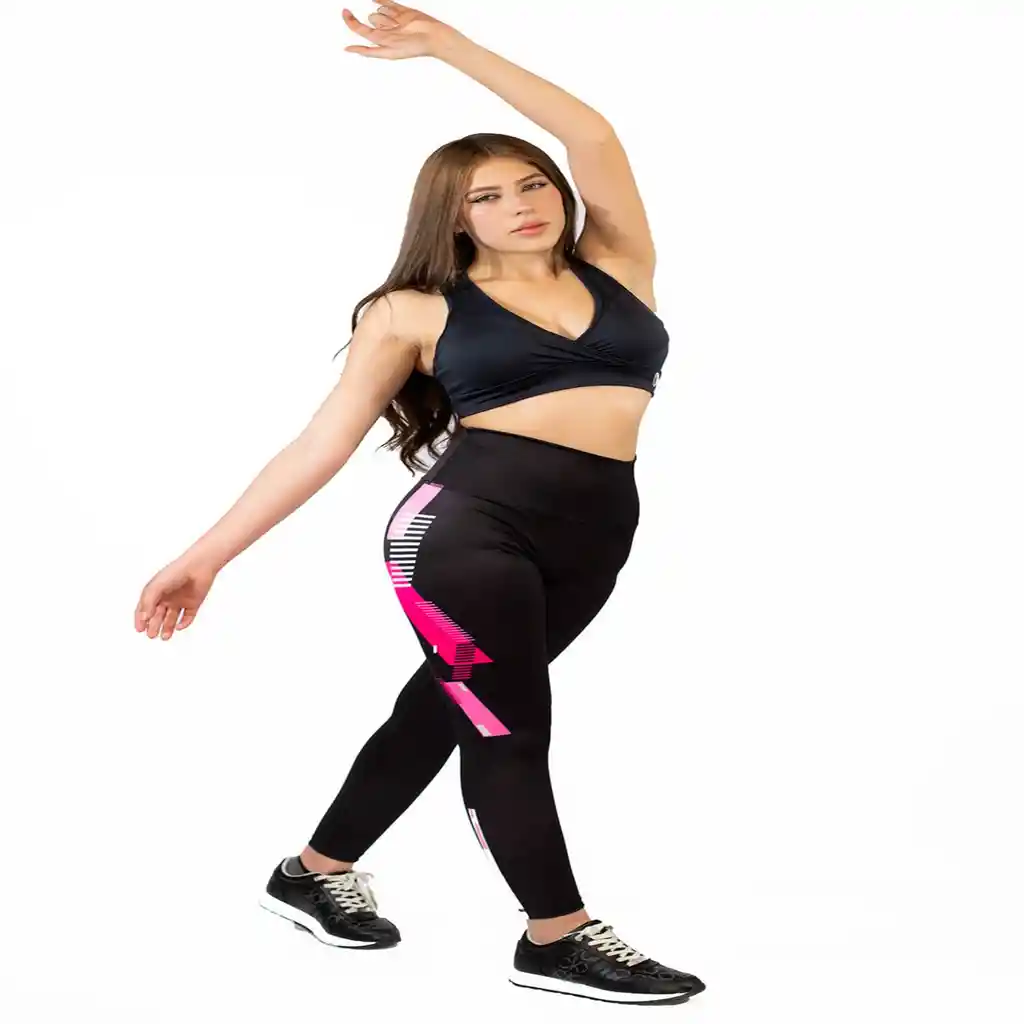 Leggins Deportivo Mujer Negro/rosa - Gym Crossfit Fit