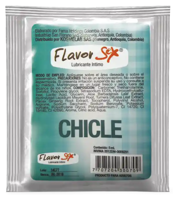 Lubricante Caliente En Sachet Chicle 1042