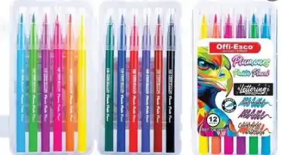 Plumones Marcadores Punta Pincel X12 Offi-esco