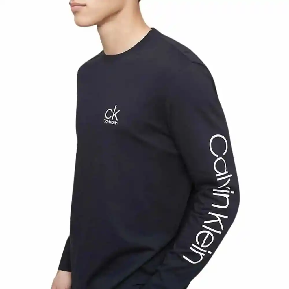 Talla M Camibuzo Calvin Klein Active Logo Graphic Long Sleeve Tee Black