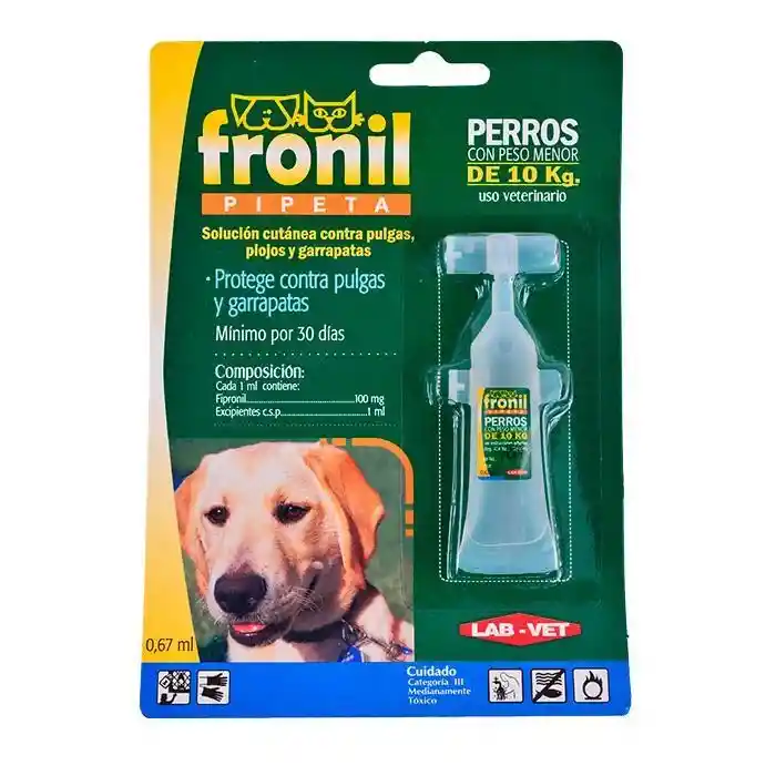 Fronil Pipeta, Solucion Cutanea Contra Pulgas, Piojos Y Garrapatas X0.67 Ml 10kg