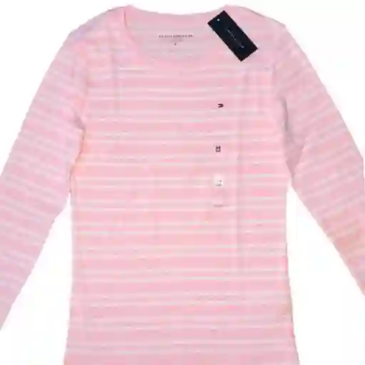 Tommy Hilfiger Talla L - Buzo Mujer Striped Pointelle-knit Pink