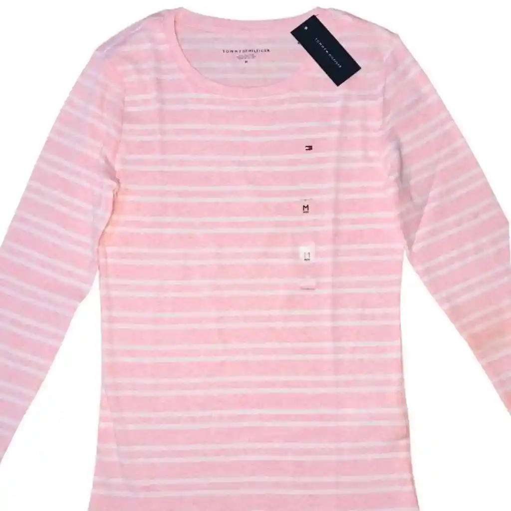 Tommy Hilfiger Talla L - Buzo Mujer Striped Pointelle-knit Pink
