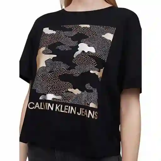 Talla - Camiseta Mujer Calvin Klein Camo Stud Boyfriend Cropped Black