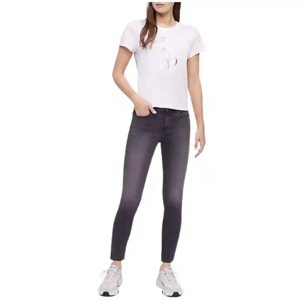 Camiseta Mujer Calvin Klein Mirror Monogram Logo Baby T-shirt White