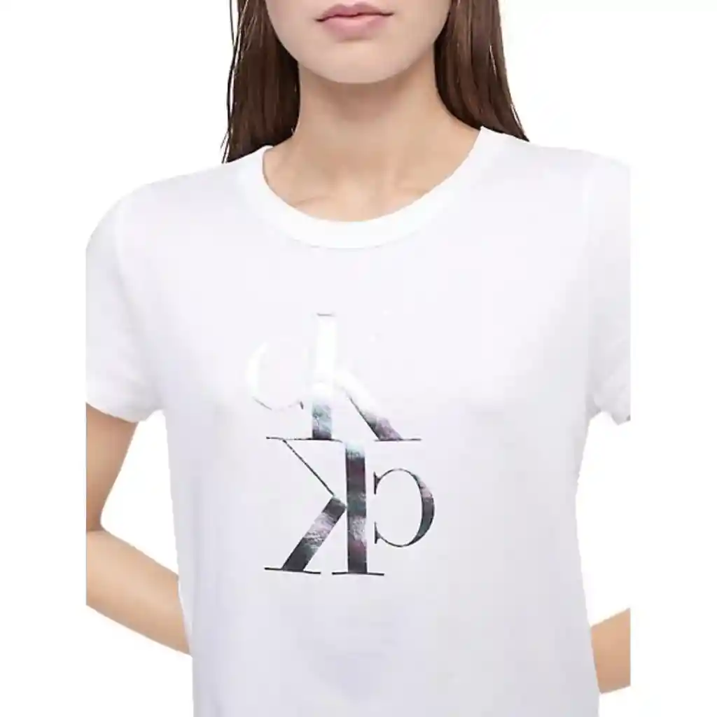 Camiseta Mujer Calvin Klein Mirror Monogram Logo Baby T-shirt White