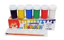 Temperas Pinturas Cj X6 Payasito Paleta Y Pincel