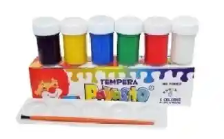 Temperas Pinturas Cj X6 Payasito Paleta Y Pincel