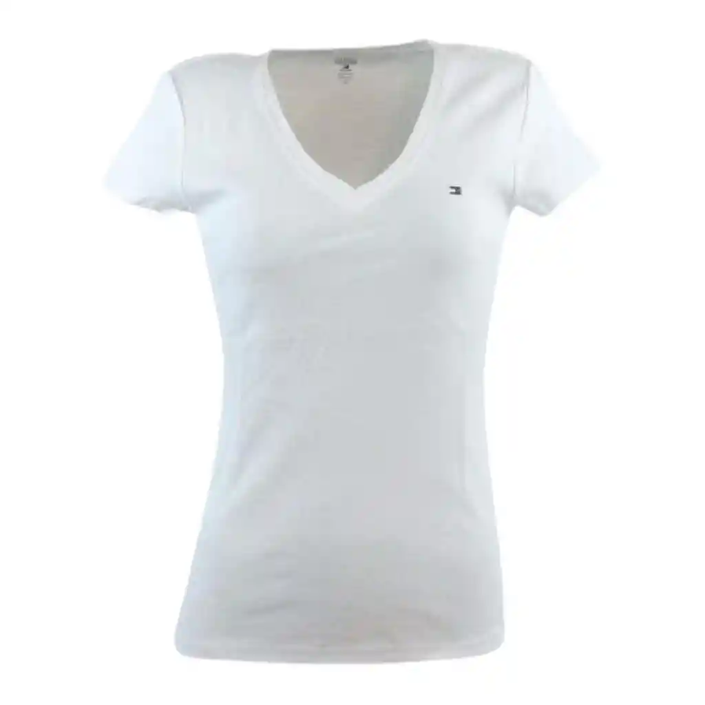 Tommy Hilfiger Talla S, M O L - Camiseta Mujercuello En V Blanco