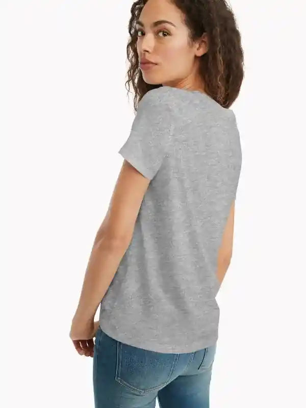Tommy Hilfiger Talla - Camiseta Mujert-shirt Essential Logo Grey Algodon Cuello Redondo