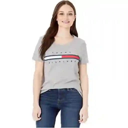 Tommy Hilfiger Talla - Camiseta Mujert-shirt Essential Flag Logo Gray