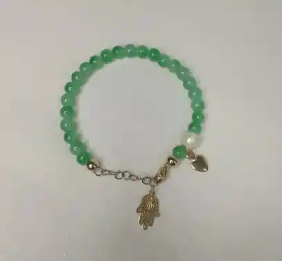 Pulsera Artesanal Jade Y Perla