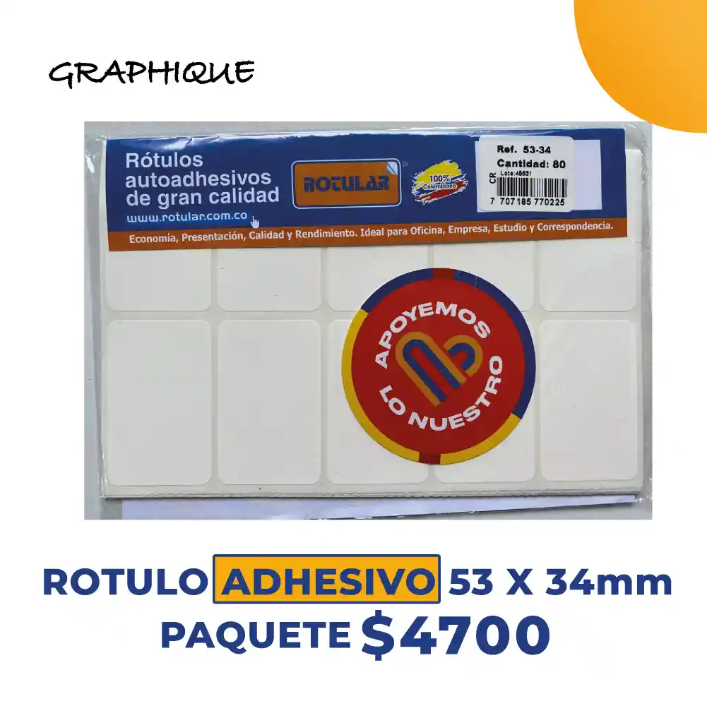 Rotulo Adhesivo 53 X 34mm Paquete
