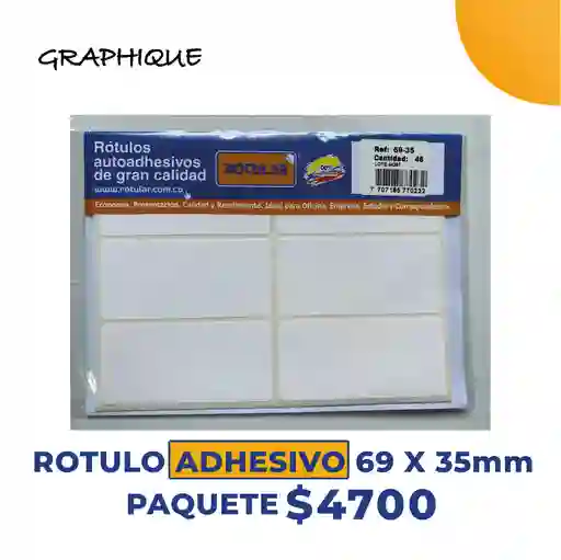 Rotulo Adhesivo 69 X 35mm Paquete