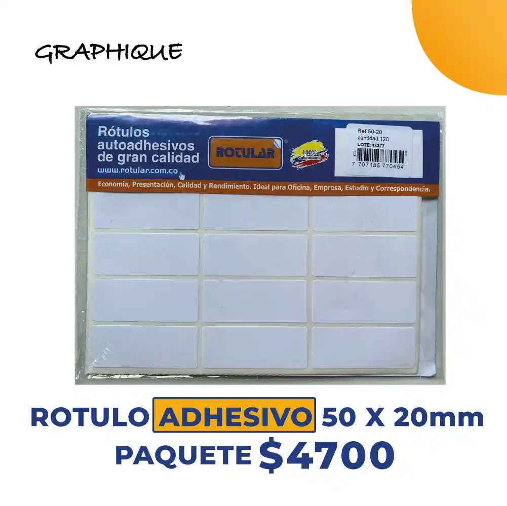 Rotulo Adhesivo 50 X 20mm Paquete