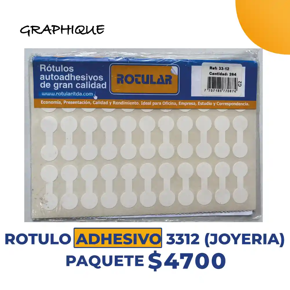 Rotulo Adhesivo 3312 (joyería) Paquete