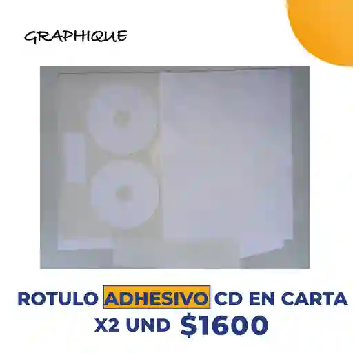 Rotulo Adhesivo Cd En Carta X2 Und