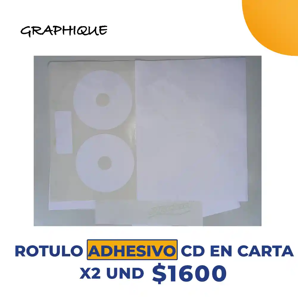 Rotulo Adhesivo Cd En Carta X2 Und