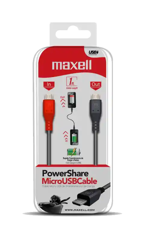 Maxell Power Share Micro Usb Cable Marca