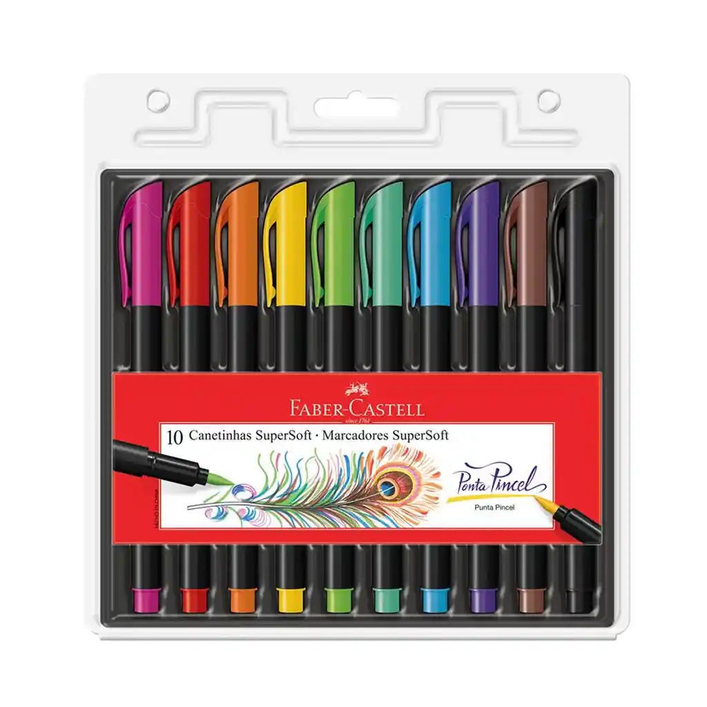 Faber Castell Marcadores Plumones Punta Pincel X 10