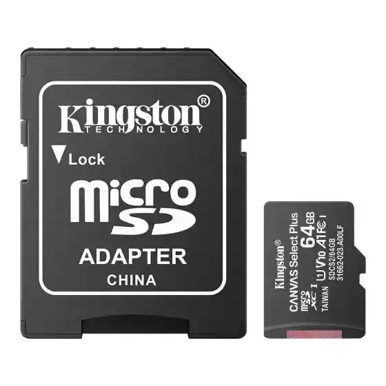 Memoria Micro Sd Kingston 64gb Canvas Plus C10 100mbs A10