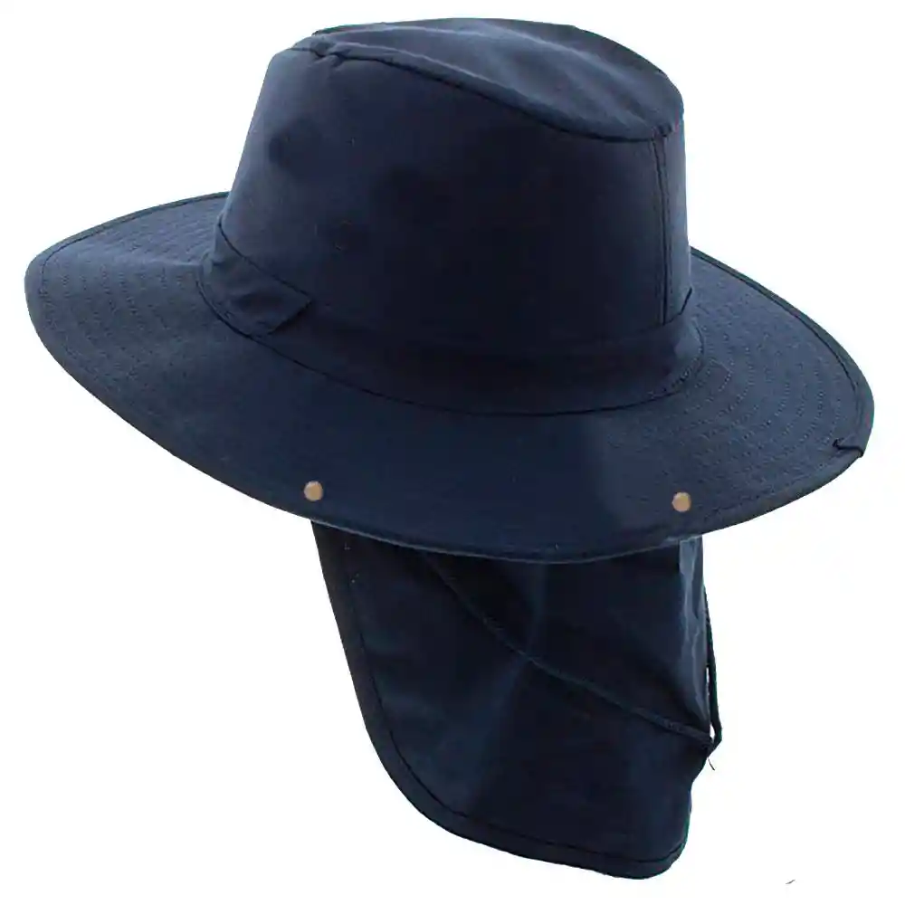 Sombrero Pescador Pesquero Safari Sol Capa Cuello Azul Oscuro