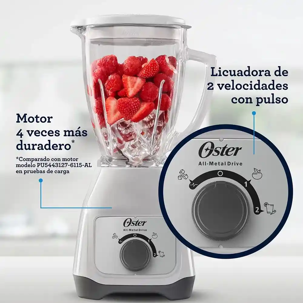 Oster Licuadoracon Vaso De Vidrio Y Control De Perilla 1.5 L Negra