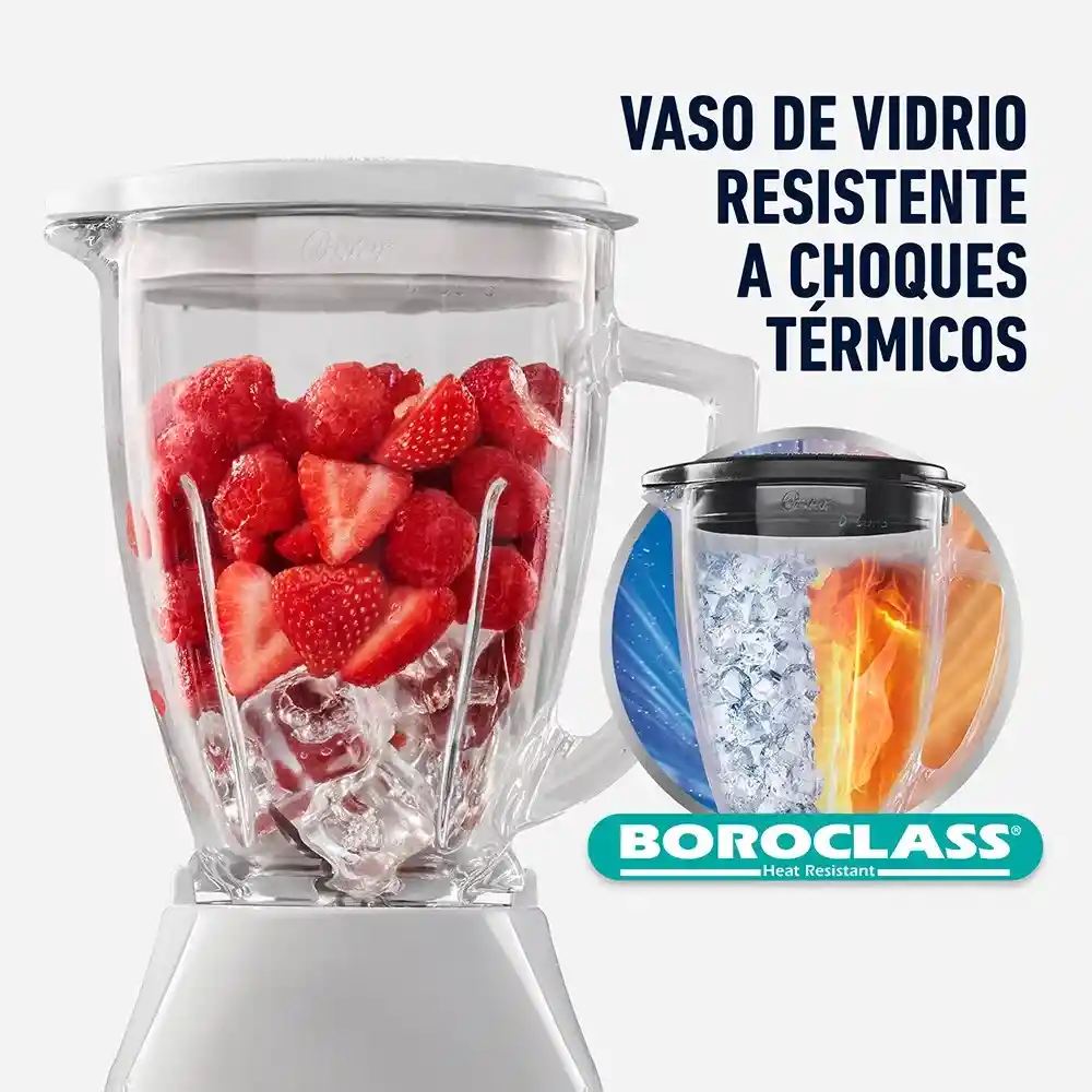 Oster Licuadoracon Vaso De Vidrio Y Control De Perilla 1.5 L Blanca