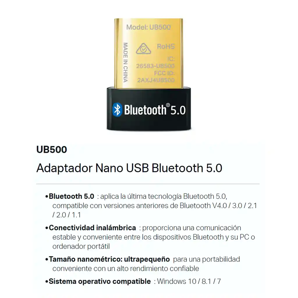 Adaptador Nano Usb Bluetooth Versión 5.0 Tp-link , Ub500