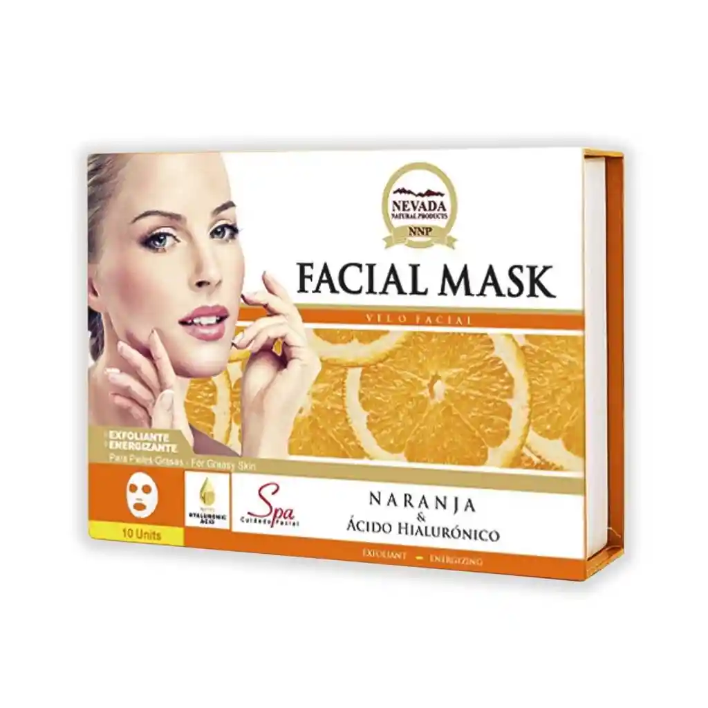 Nevada Velo Facial De Naranja Y Ácido Hialurónico Caja 10 Unidades X 30 G