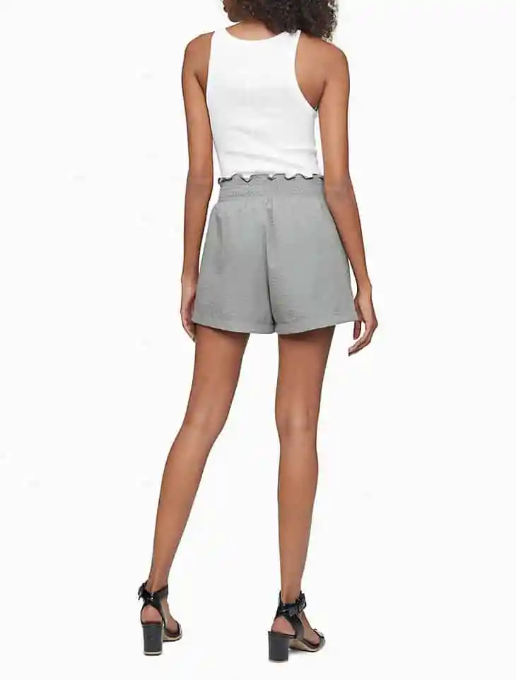 Talla Xxs ,m- Shorts Mujer Calvin Klein Gauze Smock Waist 4" Olive | Original