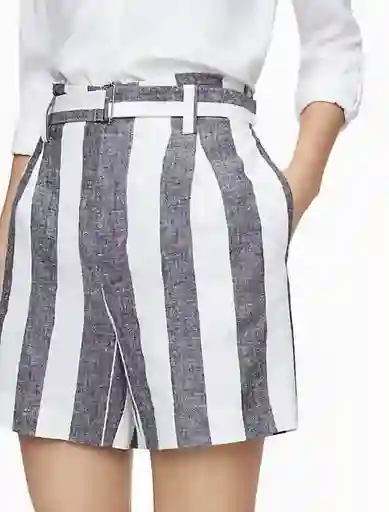 Talla 4,6 O 10 - Shorts Mujer Calvin Klein Ramie Blend Stripe Belted Grey/white | Original