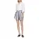 Talla 4,6 O 10 - Shorts Mujer Calvin Klein Ramie Blend Stripe Belted Grey/white | Original