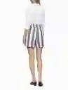 Talla 4,6 O 10 - Shorts Mujer Calvin Klein Ramie Blend Stripe Belted Grey/white | Original