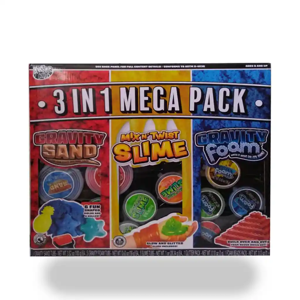 Kit Slime 3 En 1 Arena Magica, Slime Y Foamy Moldeable