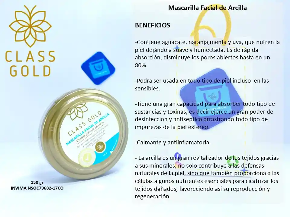 CLASS GOLD Mascarilla Facial De Arcilla 150G