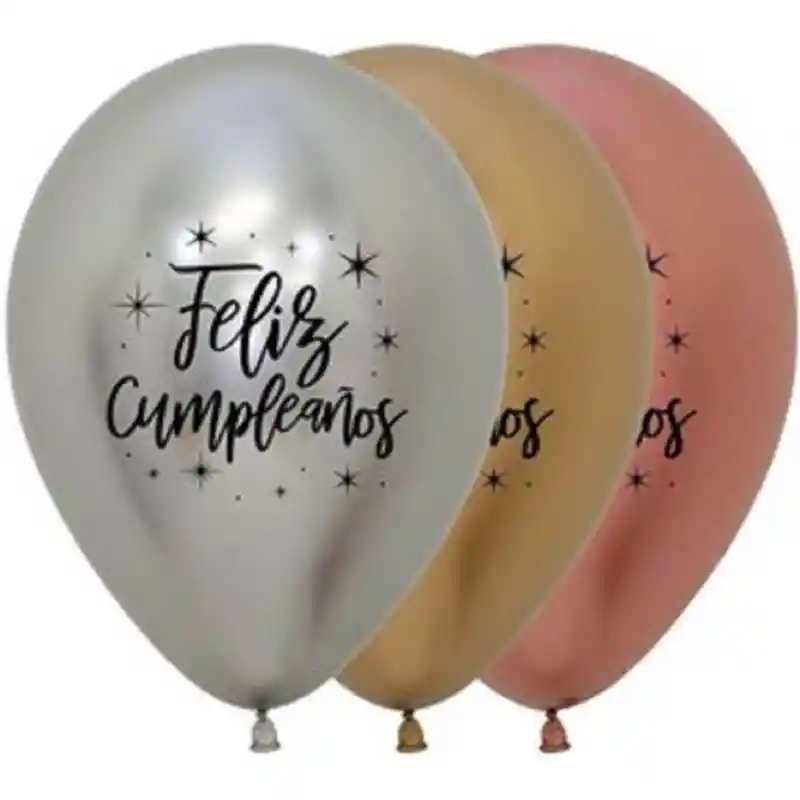 Globo Bombas Latex R-12 Reflex Feliz Cumpleaños Paquete X12 Sempertex Fiestas