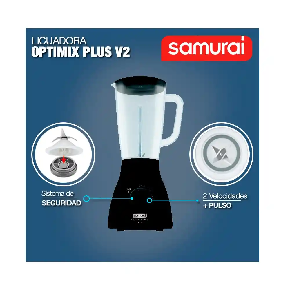 Samurai Licuadora Optimix Plus 2 Velocidades 1.25 Litros Violeta