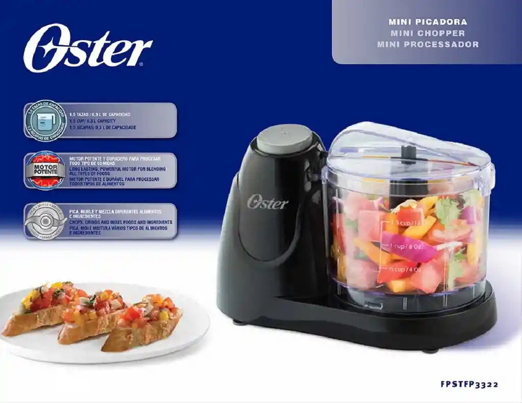 Oster Mini Pica Todo1.5 Tazas Fpstfp3322