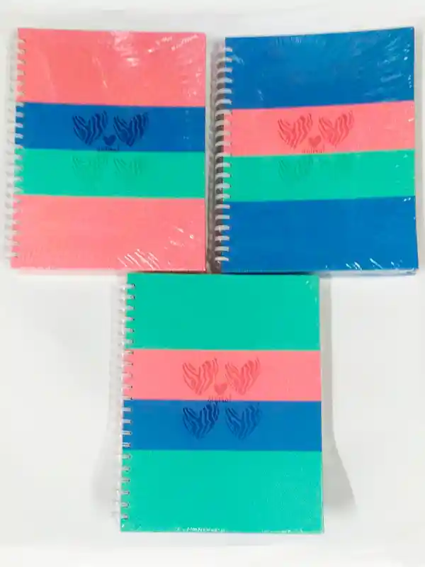 Cuaderno Argollado 5 Materias Grande Tricolor Textura Mujer