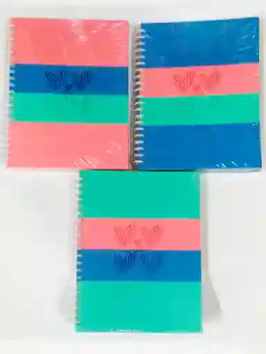 Cuaderno Argollado 7 Materias Grande Tricolor Textura Mujer
